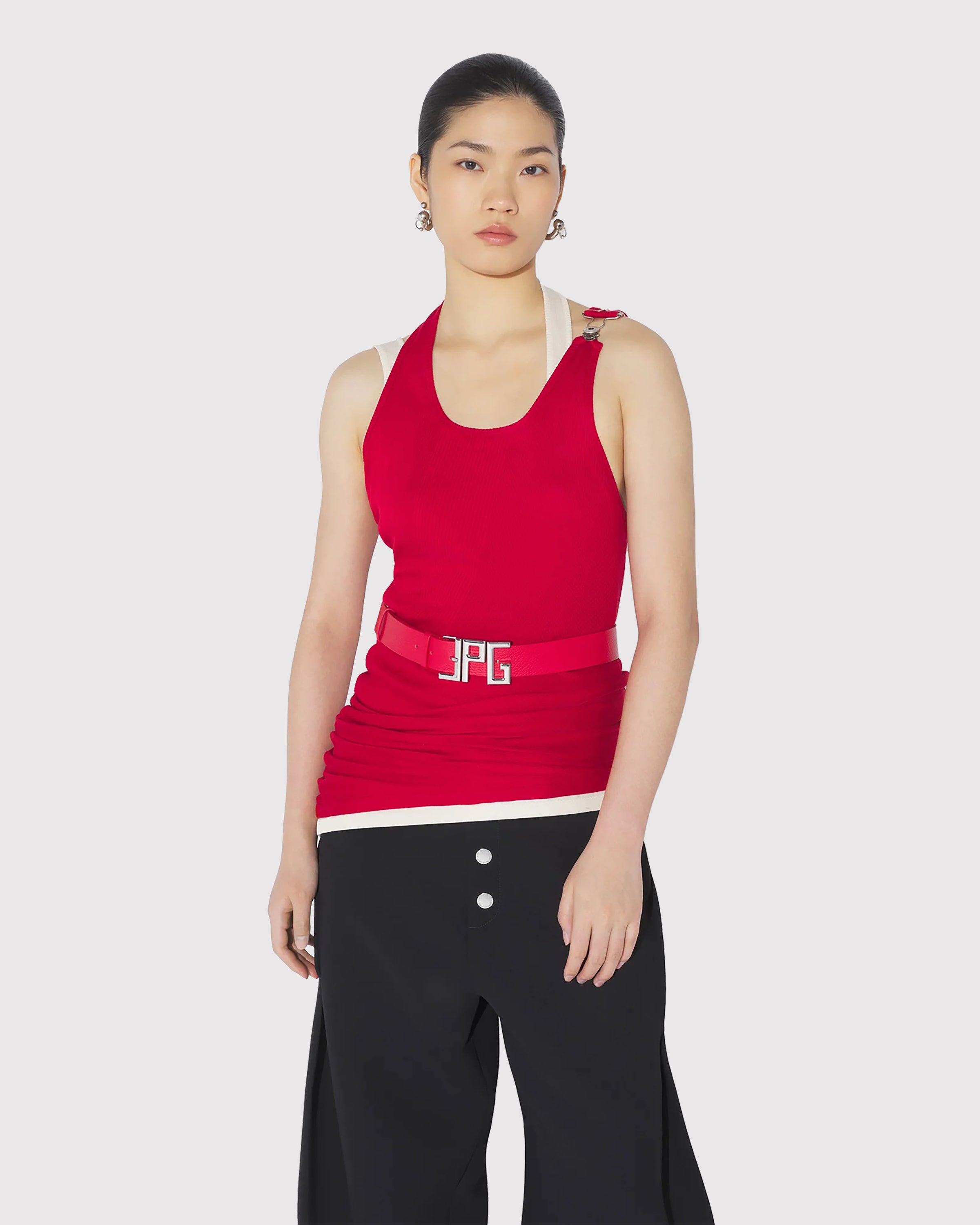 Cotton ribbed twisted double layer tank top