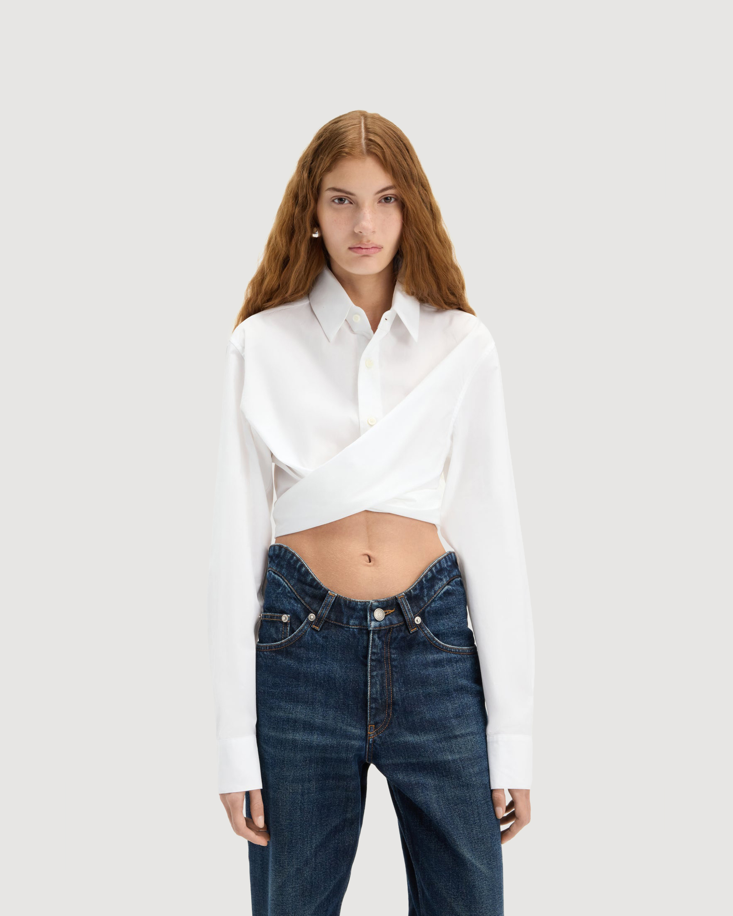 Cropped cotton shirt