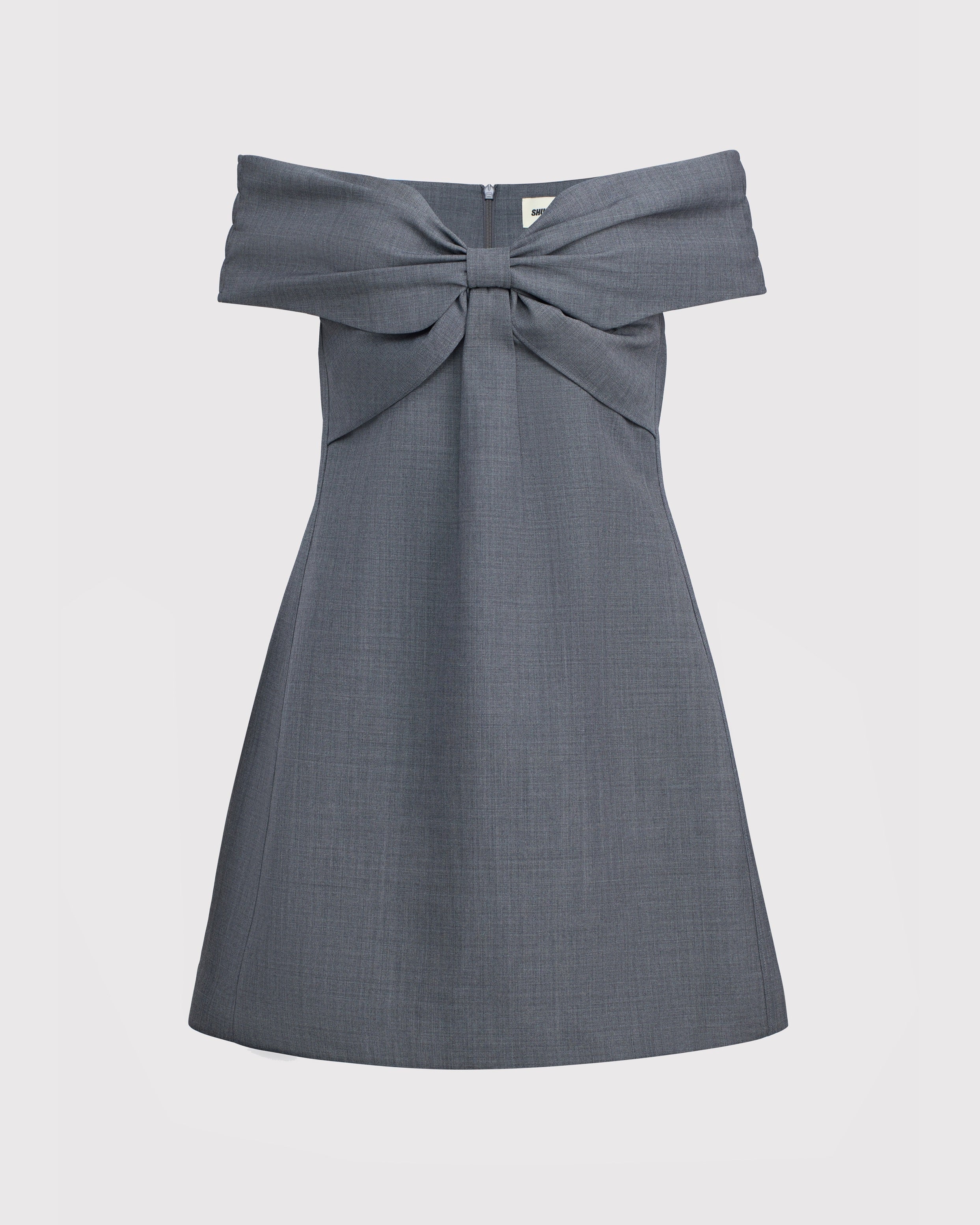 Off-shoulder dress with bow