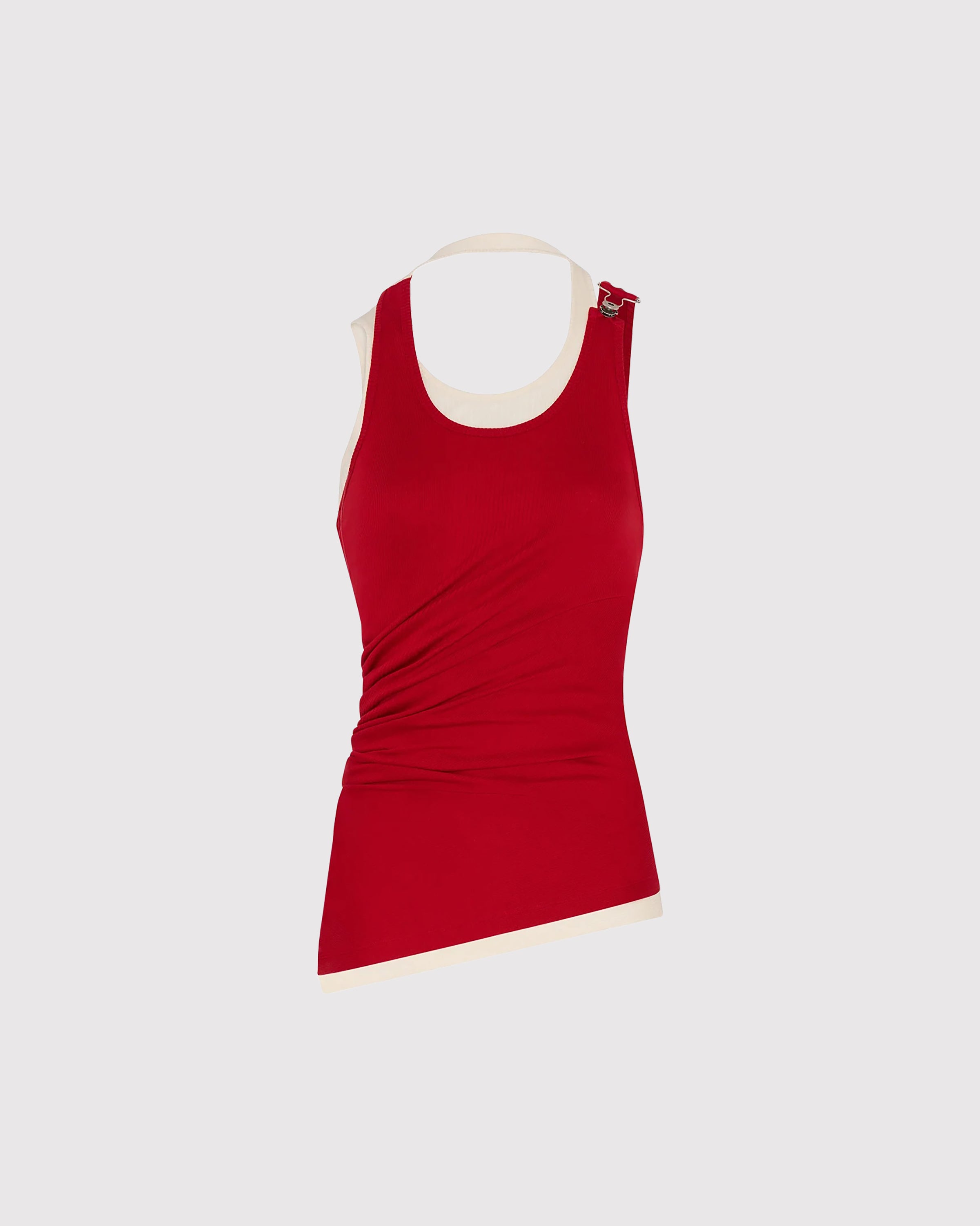 Cotton ribbed twisted double layer tank top