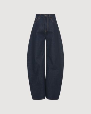 Rounded rinse wash jeans