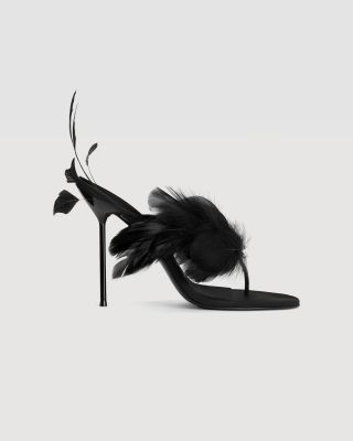 Thong mule with feather