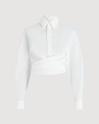 Cropped cotton shirt