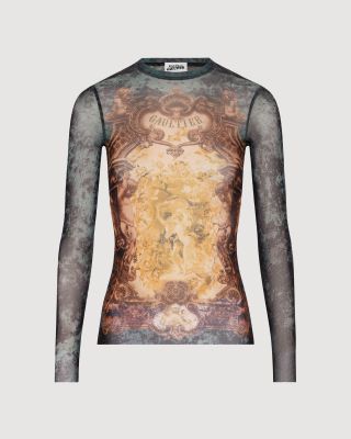 Mesh long-sleeve top