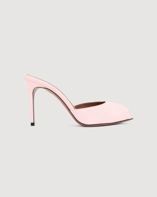 Open-toe mule with suede