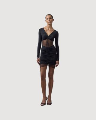 Ruched ballet long-sleeve dress