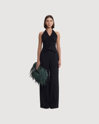 Mawn pleat jacquard trousers