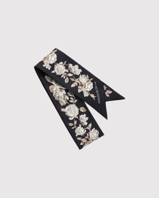 Midnight bloom silk twilly