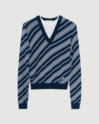 Striped V-neck top