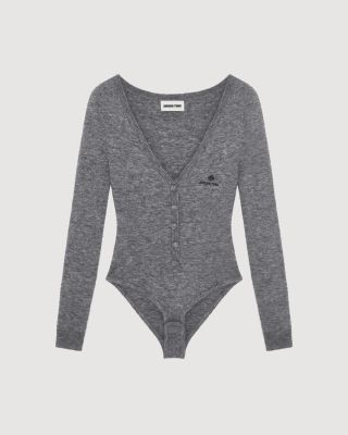 Knit jumpsuit with V-neckline