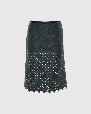 Leather midi skirt