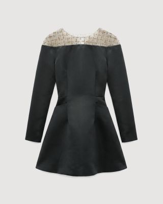 Long-sleeve satin mini dress
