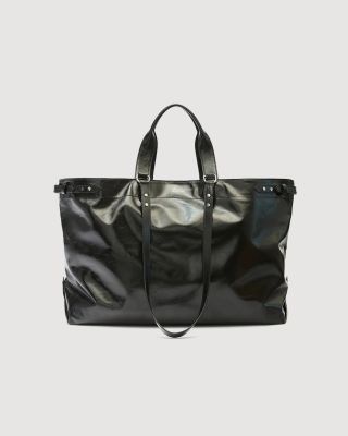 Leather tote shoulder bag