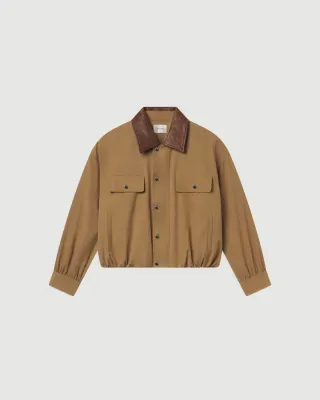 Leather-collar Bubble jacket