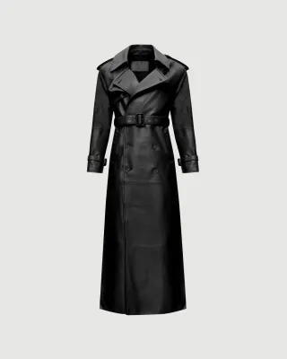 Leather trench coat