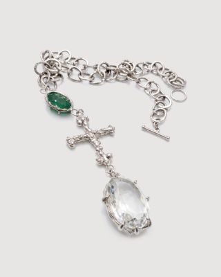 Emerald cross necklace