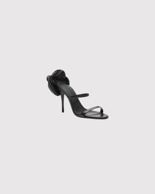 Flower heel leather sandals