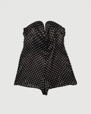 Polka-dot bustier jumpsuit