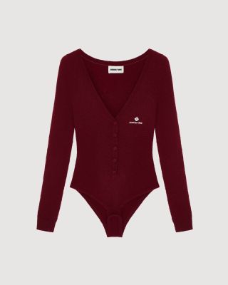Knit jumpsuit with V-neckline