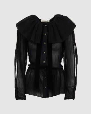 Pleated ruffle collar blouse