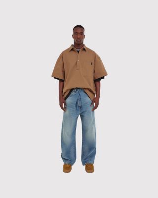 Ined fold over denim